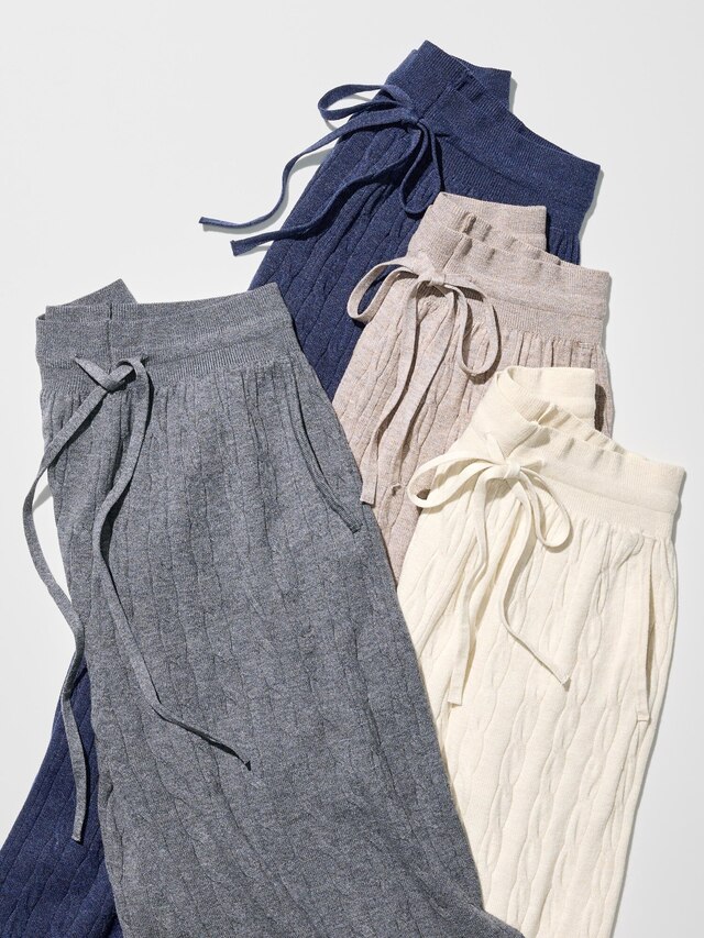 ウォッシャブルニットケーブルパンツ