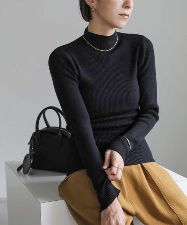 【12色展開】プチハイネックリブニット