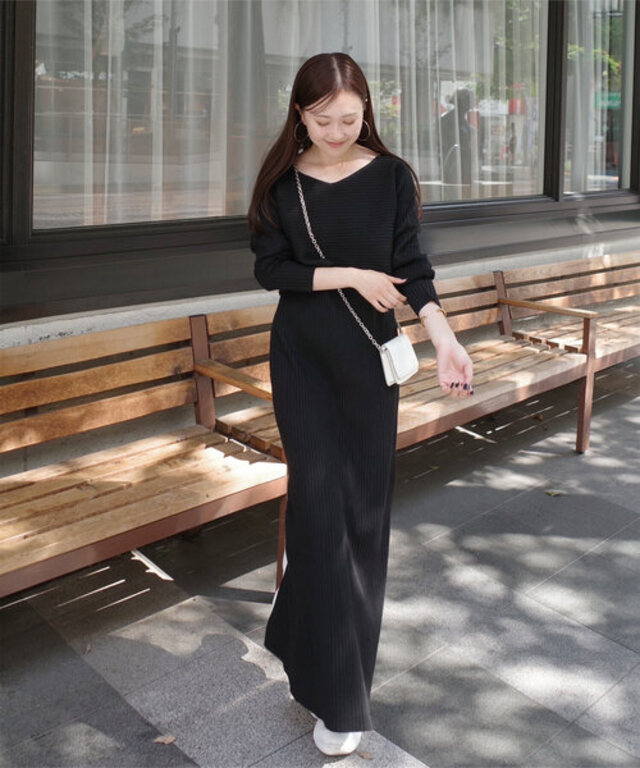 [ nanamiさんコラボ ]2点セット 前後2wayリブニットトップス×キャミワンピース