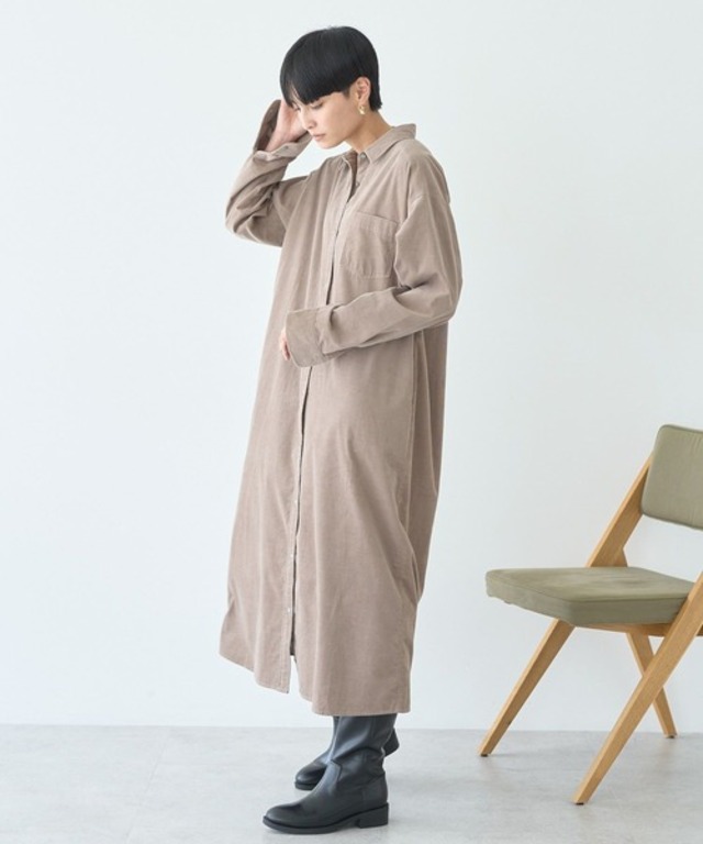コーデュロイシャツワンピース