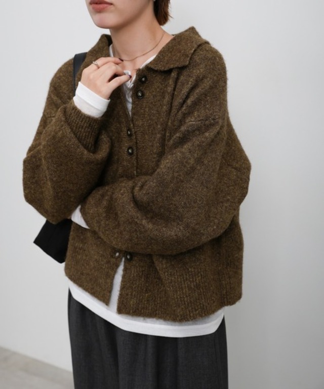 ボタンアップポロカーディガン