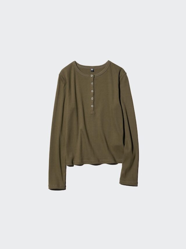 リブヘンリーネックT/長袖