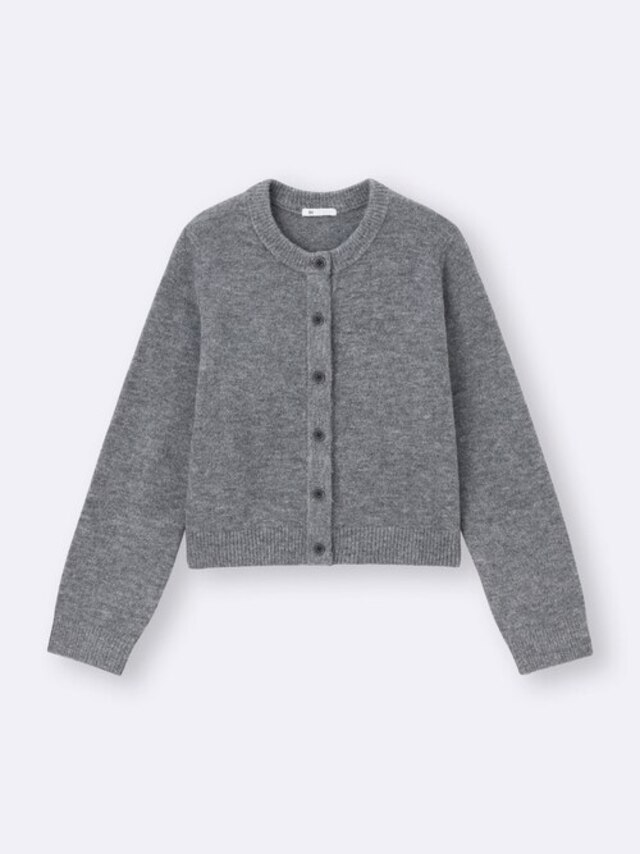 パフニットクルーネックカーディガン