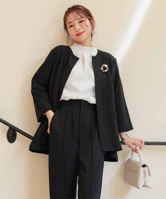 [ セレモニー ] [ ストレッチ × ノーアイロン ] ジャケット+パンツ 細見えストレッチスーツセットアップ