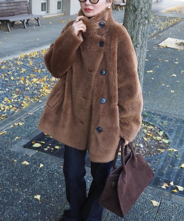 LAULEN B3 boa jacket /スタンドカラーファーミドルジャケット