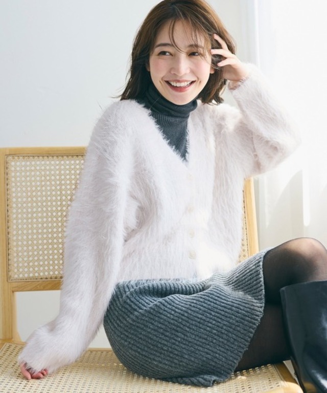 ふんわりシャギーニットカーディガン