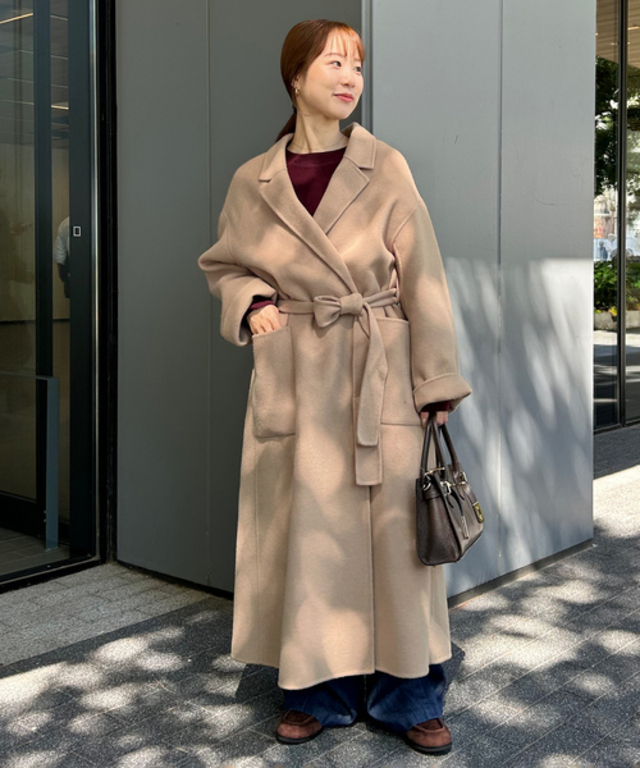 souple wool ダブルフェイスロングコート