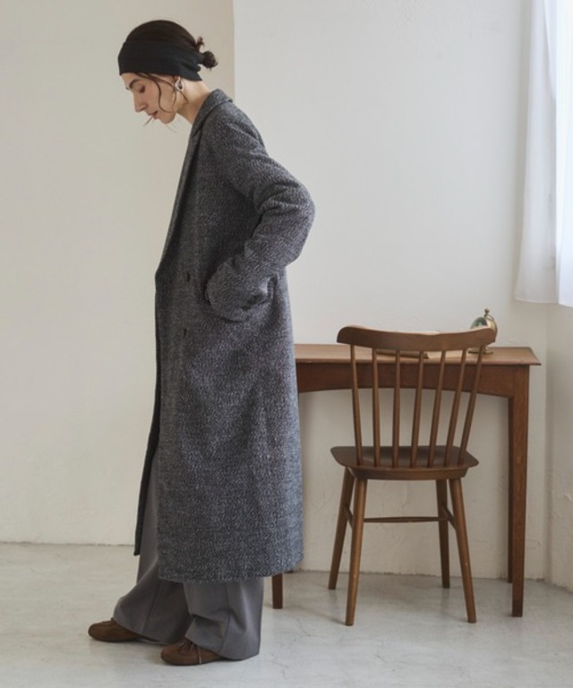 ツイード ダブル テーラードロングコート