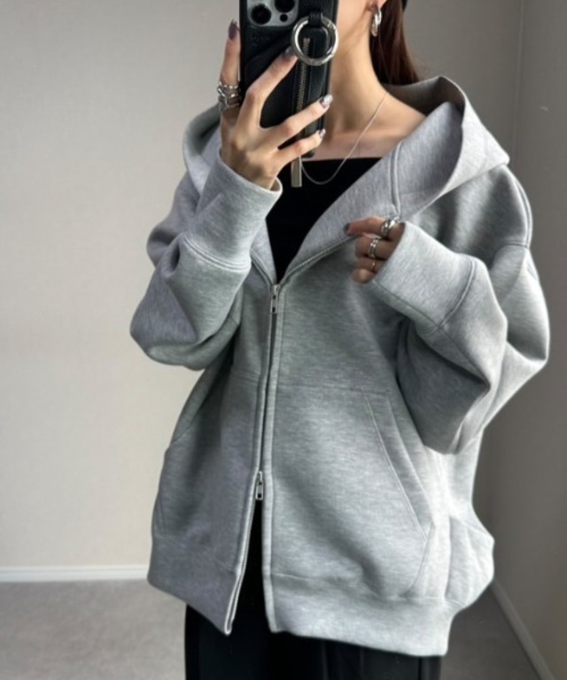 【新色追加/もちもちシリーズ】W ZIP ボンディングBIGパーカー