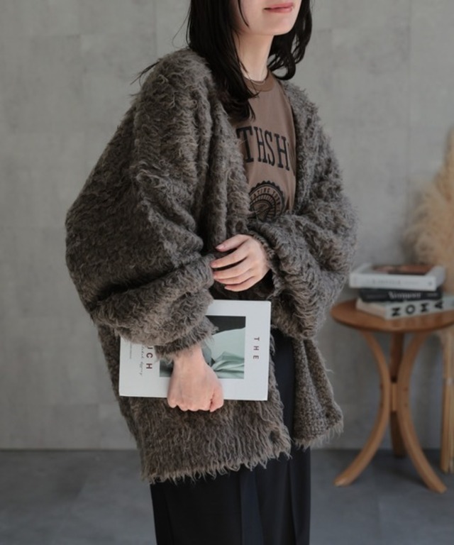 ap retro プードルシャギーニットカーディガン