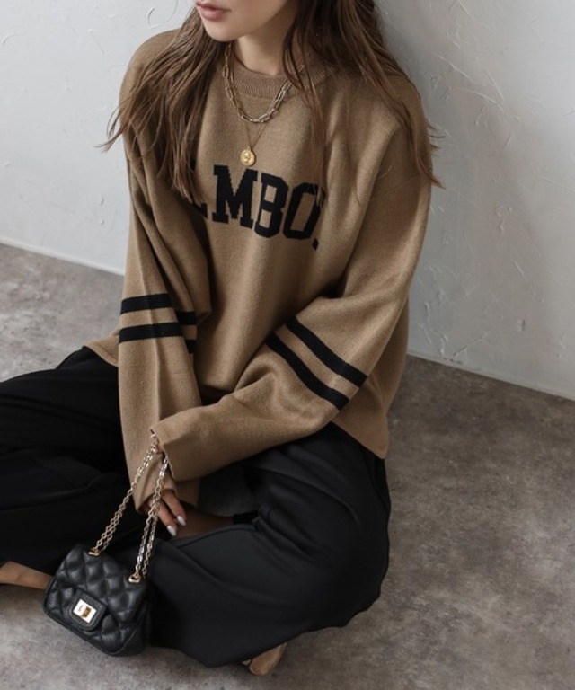 LMBOロゴラウンドカットニットプルオーバー