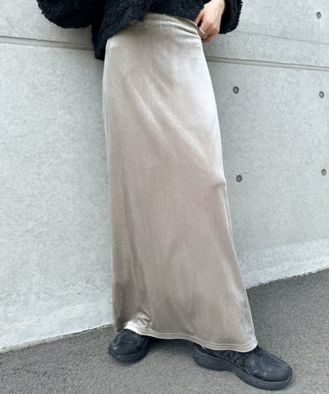 【新色追加】ベロアIラインロングスカート