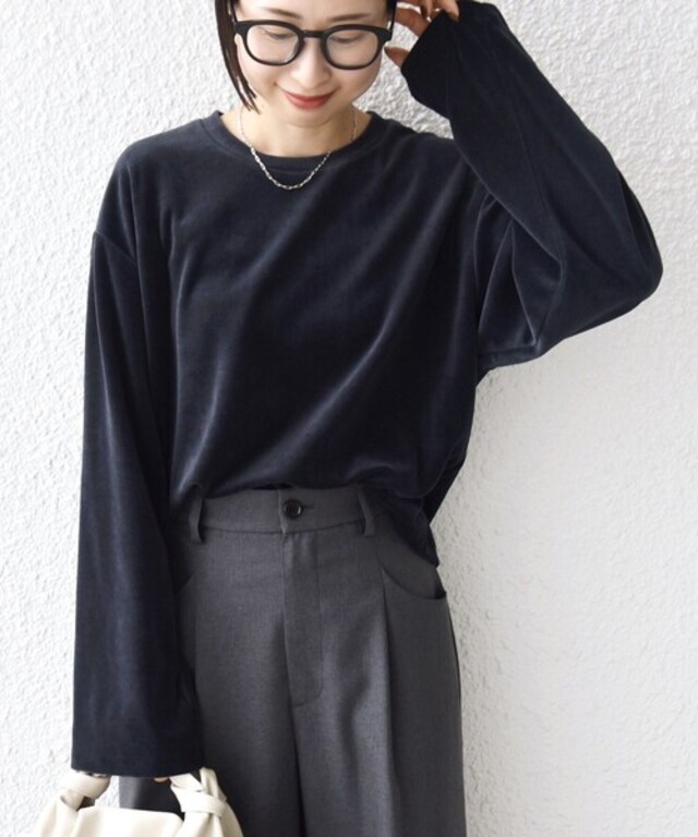 〈手洗い可能〉コットン ポリエステル ベロア ワイド スリーブ