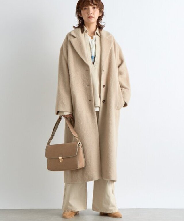 予約【柔らかな質感】シャギーロングチェスターコート