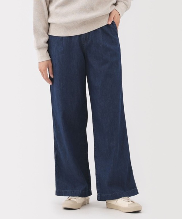 婦人　ライトオンスデニム　タックワイドパンツ