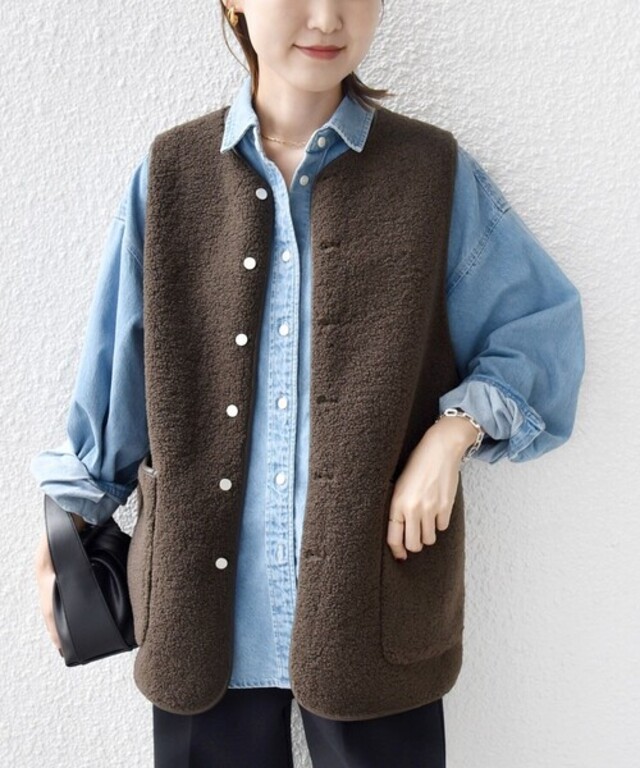 〈手洗い可能〉ボア フリース リバーシブル ベスト