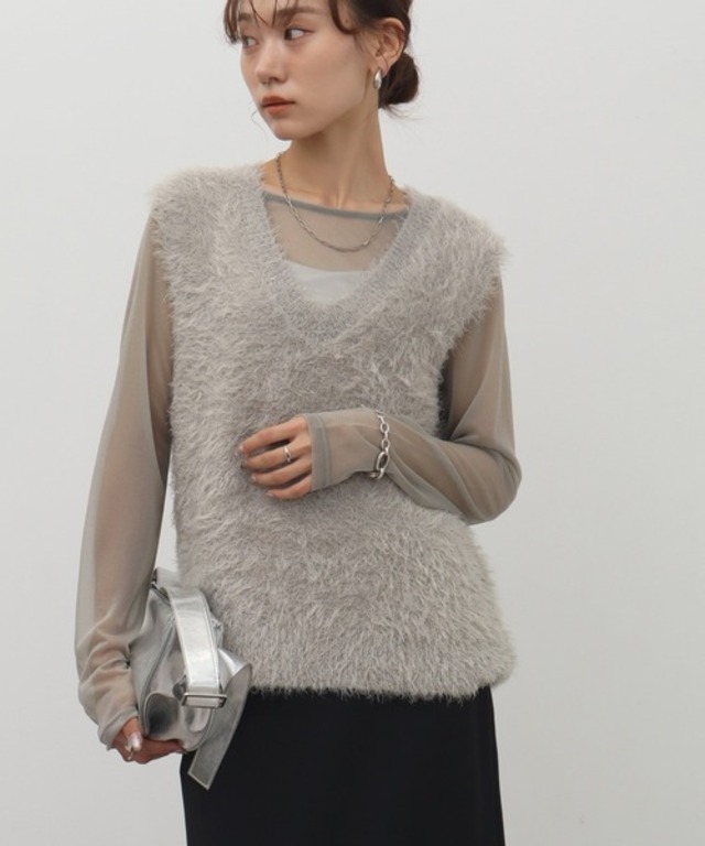 【NOGLE/ノグル】2wayシャギーVネックニットベスト
