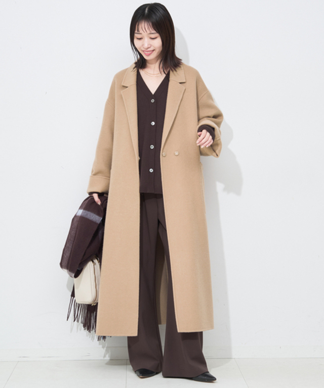 souple wool ダブルフェイスロングコート