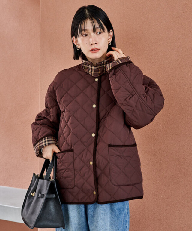 PRIMALOFT ダイヤキルト 襟付きミドルコート/プリマロフト ジャケット