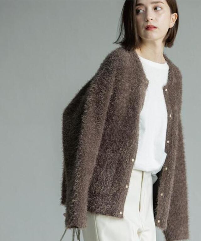 シャギーミドルカーディガン【洗濯機OK】《6col》