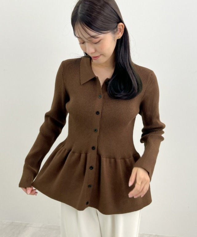 【新色追加】ペプラムリブニット