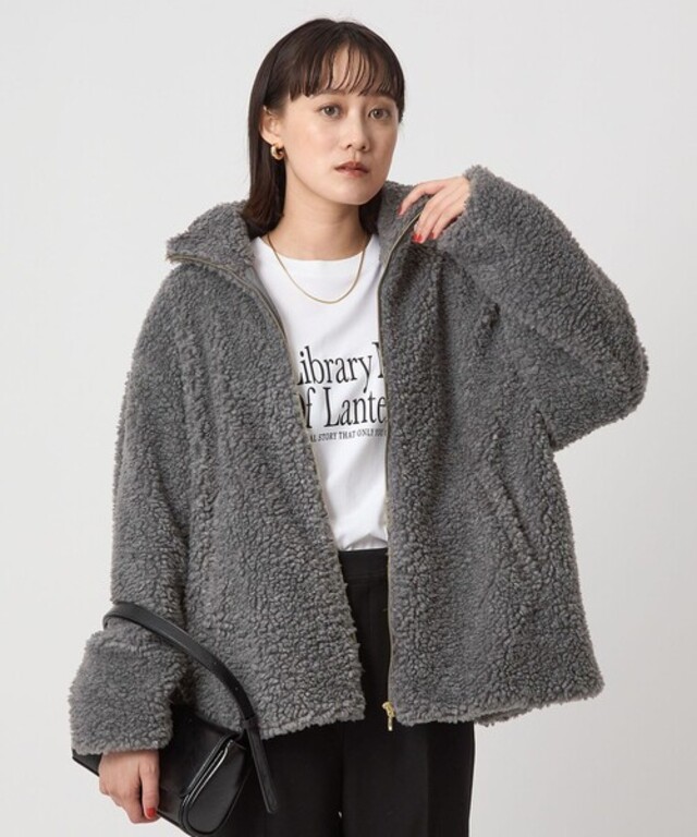 ボア スタンドカラー ブルゾン