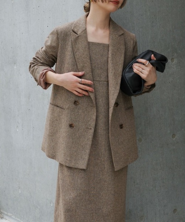 【サイズ展開あり】ツイードダブルジャケット