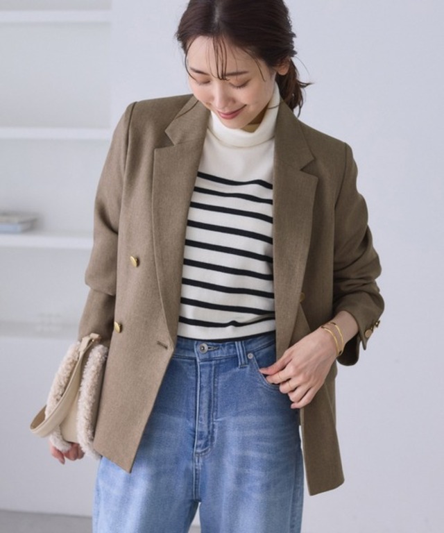 レディハンサムシリーズ ウールライク金ボタンジャケット(総裏地)/セットアップ対応