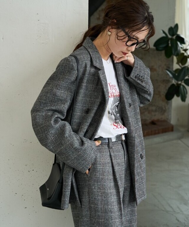 限定展開　ヘリンボーン チェック ジャケット（セットアップ対応）