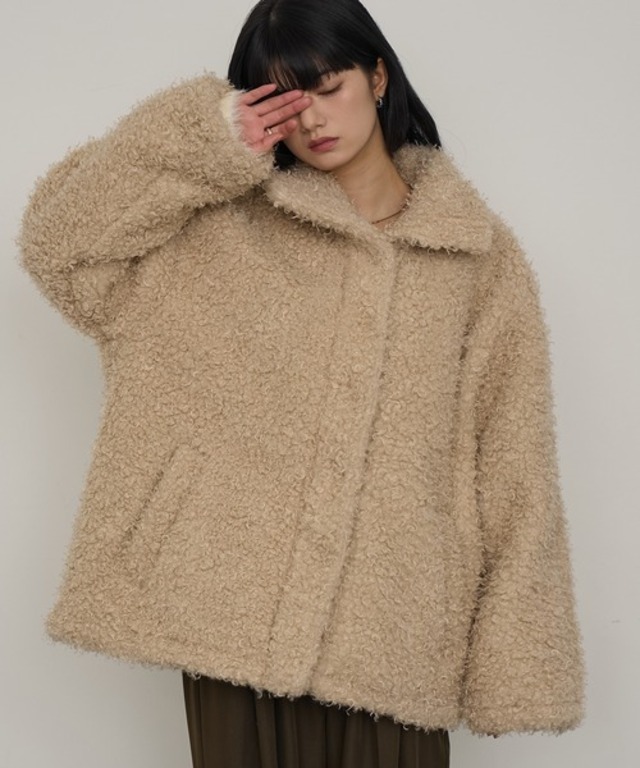 カーリーシャギーボアスタンドコート