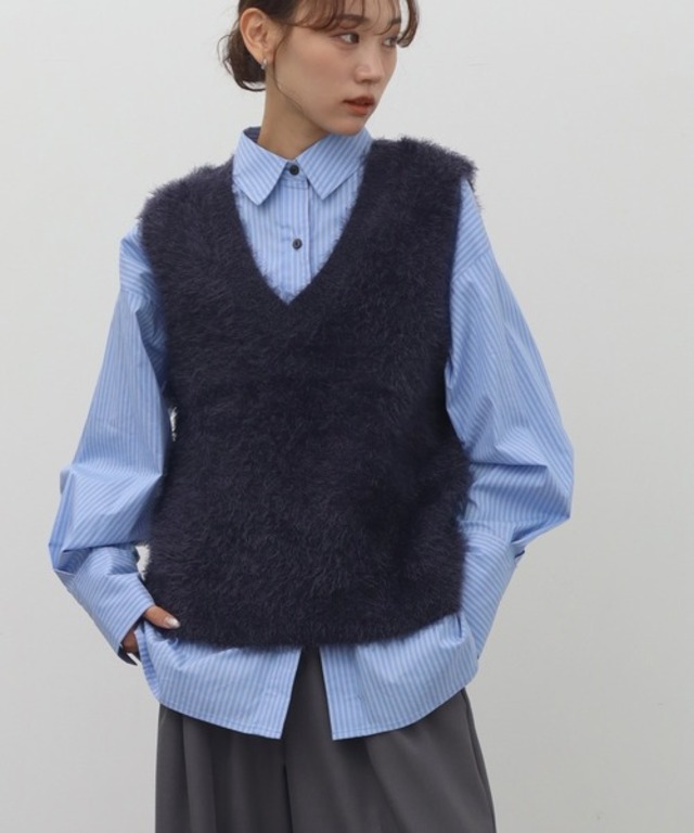【NOGLE/ノグル】2wayシャギーVネックニットベスト