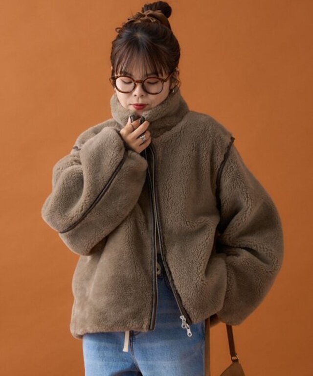 【ぬくかる】2WAYふわボアスタンドジャケット