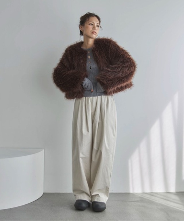 フェイクファーショートコート