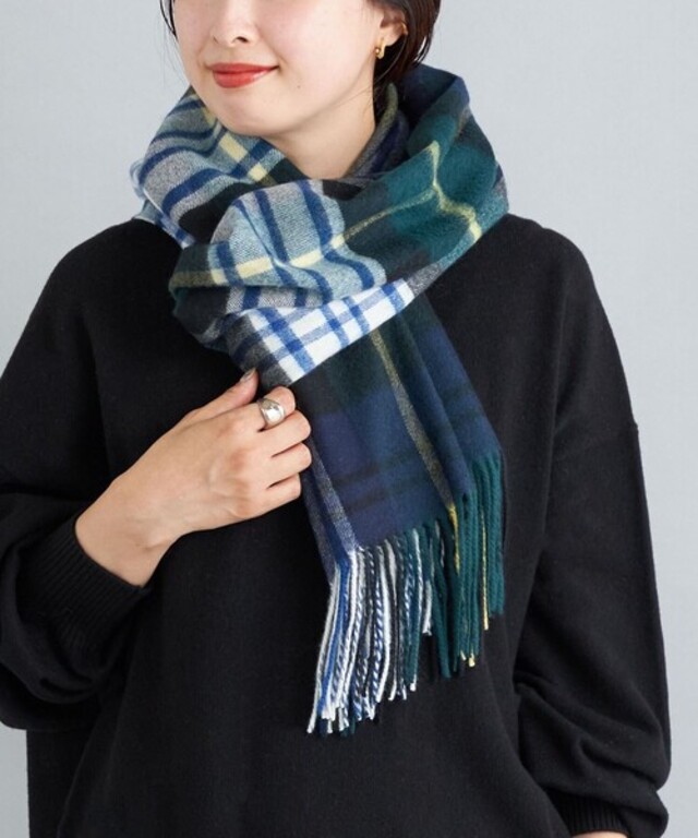 SHIPS チェック カシミヤ ストール