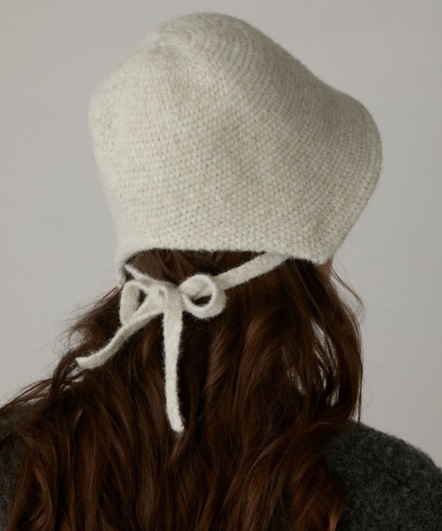 BONLECILL Marche 【BONLECILL Marche】紐リボン付きニットバケットハット／チューリップハット