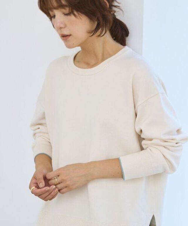 <配色>バイパチクルーネックニットプルオーバー