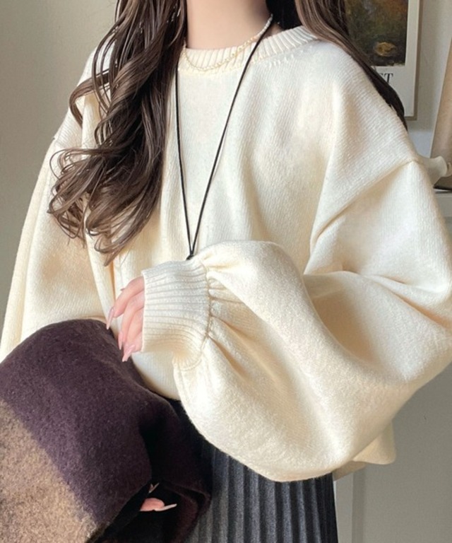 《JaVaジャバコラボ》目を奪われるたっぷり袖。 ボリュームスリーブオーバーサイズニット