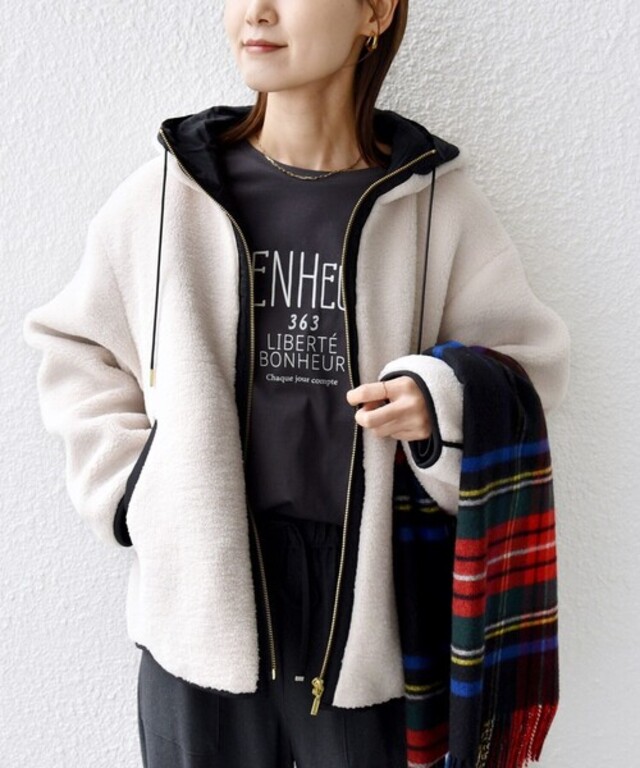 【WEB限定】ボア 配色 フード ブルゾン