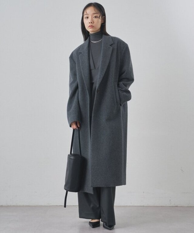 ウールパイルロングチェスターコート