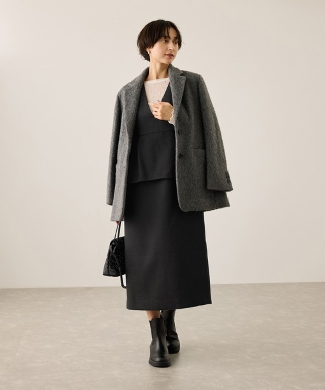 レイヤード風ペプラムジャンパースカート