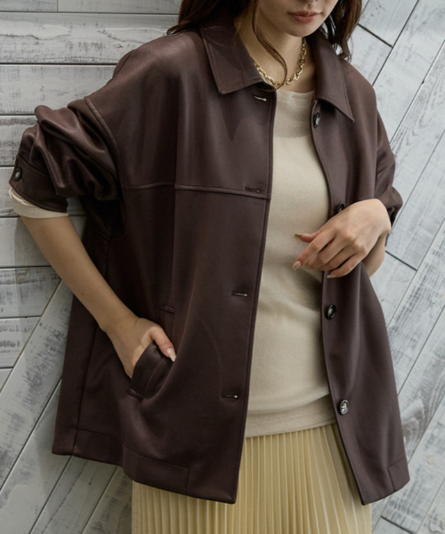 ソフトレザーライクブルゾン