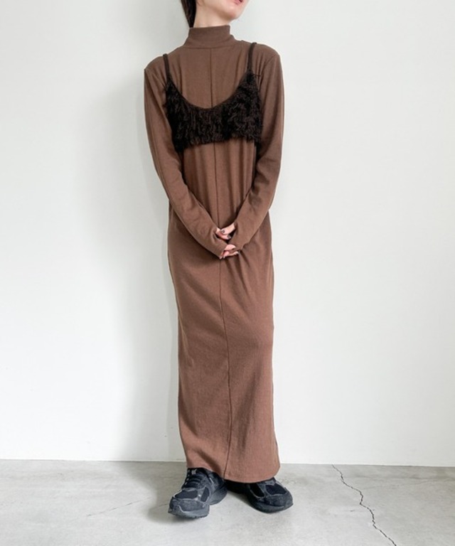 フィンガースリーブプチハイリブワンピース