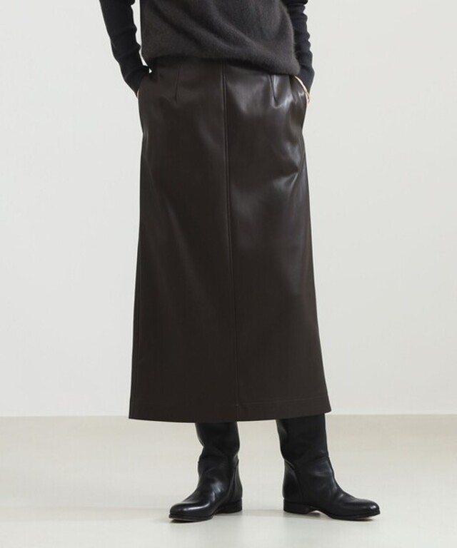 【ビームスの百名品】フェイクレザー セミタイトスカート