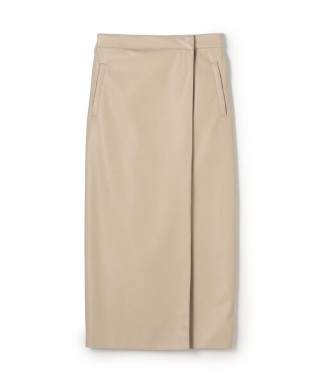 レザーライククロス ラップマキシスカート