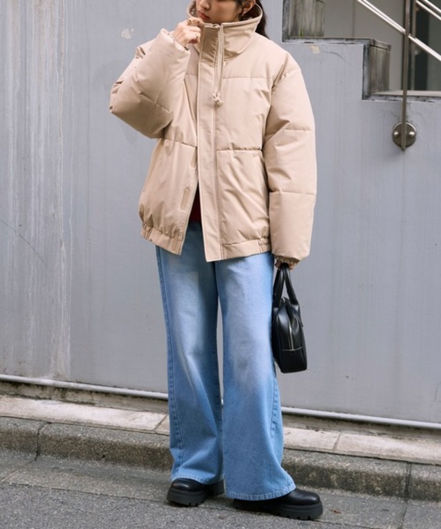 【PICSAS】<撥水/防風>オーバーサイズ ハイネック ボリューム中綿ジャケット