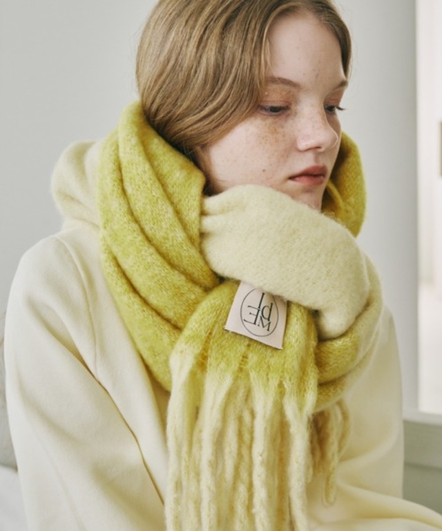 bi-color mohair muffler/バイカラーボリュームフリンジマフラー