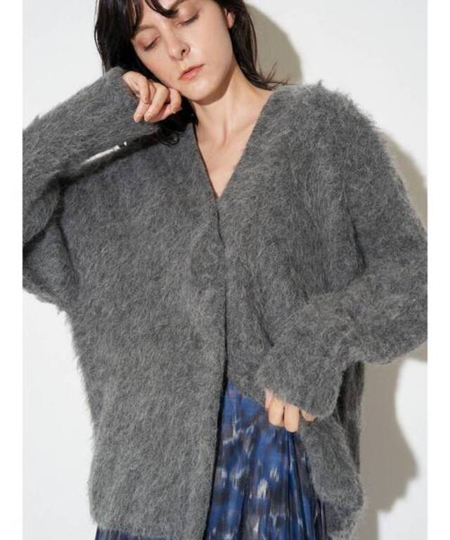 アルパカシャギーニットカーディガン