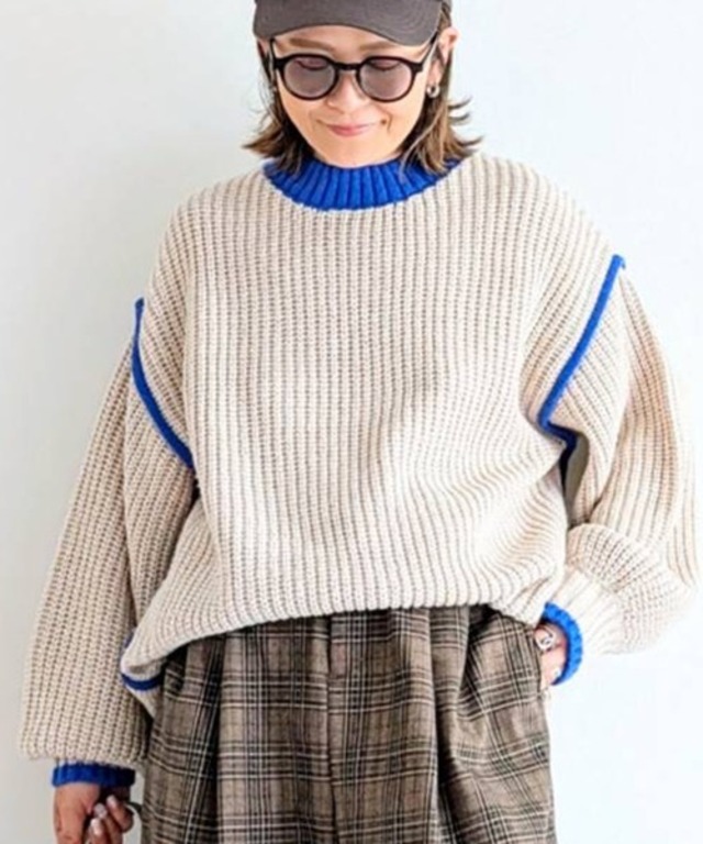 【 notch. by yui 】オーバーサイズバイカラーニット 2025A/W