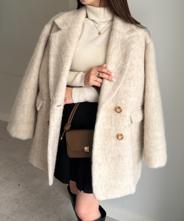 ダブルテーラードシャギージャケットコート