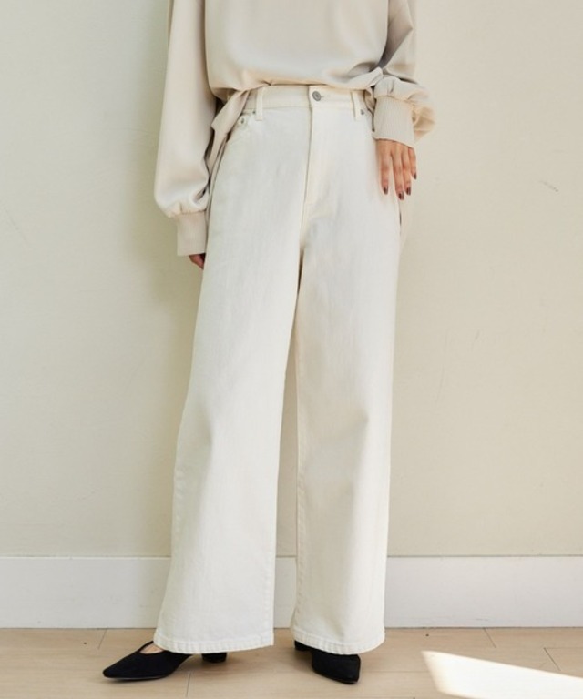 ソフトウエストワイドデニムパンツ